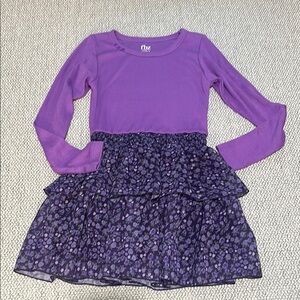 FBZ Purple Ribbed Long Sleeve Floral Dress, Size 6 (161)
